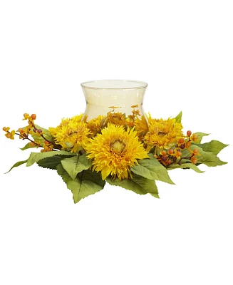 Slickblue Golden Sunflower Candelabrum - Elegant Summer Table Centerpiece