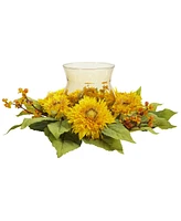 Slickblue Golden Sunflower Candelabrum - Elegant Summer Table Centerpiece