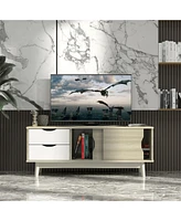 Gymax Tv Stand for Tv up to 60'' Media Console Table Storage with Doors Oak
