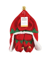 Hudson Baby Boys Trapper Hat, Mitten and Bootie Set, Red Elf, 0-6 Months