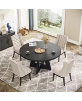 Tribesigns Round Dining Table Wood Kitchen for Room Living Room, 47 inch Tables 4 People, Farmhouse Dinner with Woo