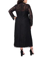 Vince Camuto Plus Size Lace Long-Sleeve Maxi Dress