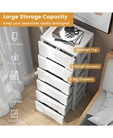 Costway Pcs -Drawer Plastic Rolling Storage Cart with 4 Universal Wheels Dresser Cabinet