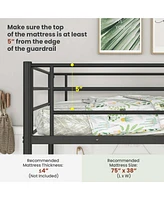 Twin Metal Loft Bed Frame with Ladder Loft Bed with Safety Guardrails