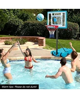 Costway Pool Basketball Hoop 3.8-4.4 Ft Adjustable Poolside BasketballGoal System