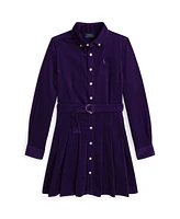 Polo Ralph Lauren Big Girls Belted Pleated Corduroy Shirtdress