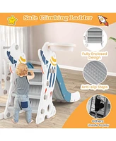 Costway Boys Slide and Swing Set 4-in-1 Indoor Playground with Extended Slide & Swing