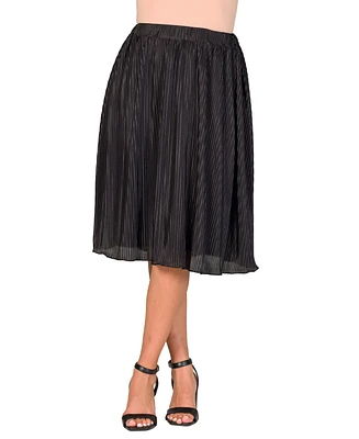 24seven Comfort Apparel Women's Elegant Pleated Elastic Waist Party Midi Skirt