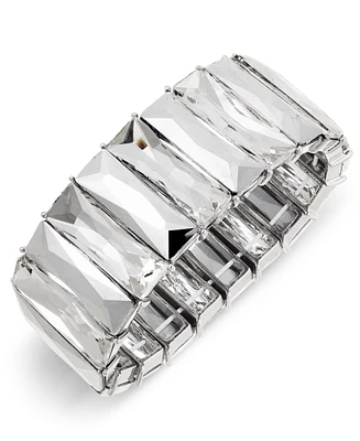 I.n.c. International Concepts Silver-Tone Baguette Crystal Stretch Bracelet