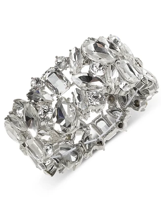 I.n.c. International Concepts Silver-Tone Mixed Cut Crystal Stretch Bracelet, Created for Macy's