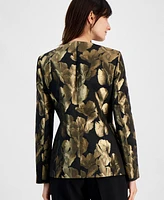 Kasper Women's Metallic Jacquard Collarless Jacket, Regular and Petite Sizes