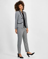 Kasper Women's Faux Double-Breasted Houndstooth Blazer, Regular and Petite Sizes