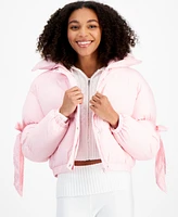 Madden Girl Juniors' Bow-Trim Puffer Jacket