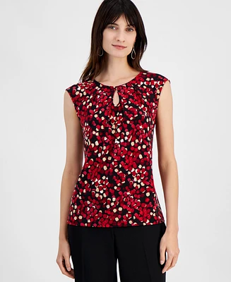 Kasper Women's Printed Keyhole Sleeveless Top