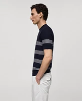 Mango Men's Striped Modal Cotton Knitted T-Shirt