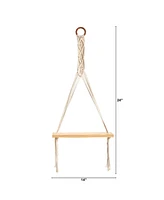 Slickblue 14" x 24" Macrame Hanger with Wood Shelf