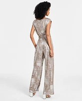 Connected Women's Metallic Cowl-Neck Jumpsuit