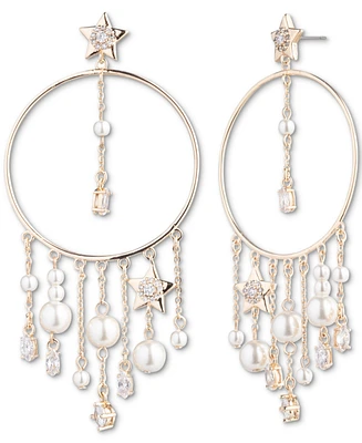 Emily in Paris Gold-Tone Crystal & Imitation Pearl Star Drop Earrings