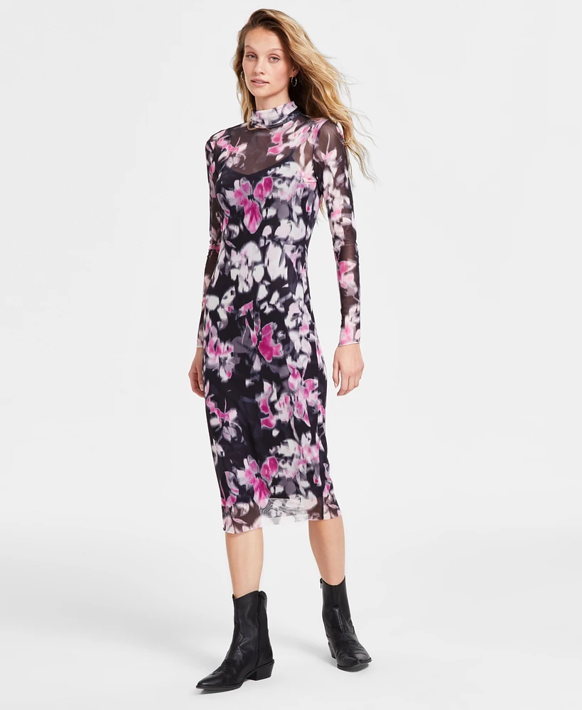 Steve Madden Women's Vivienne Floral Turtleneck Dress