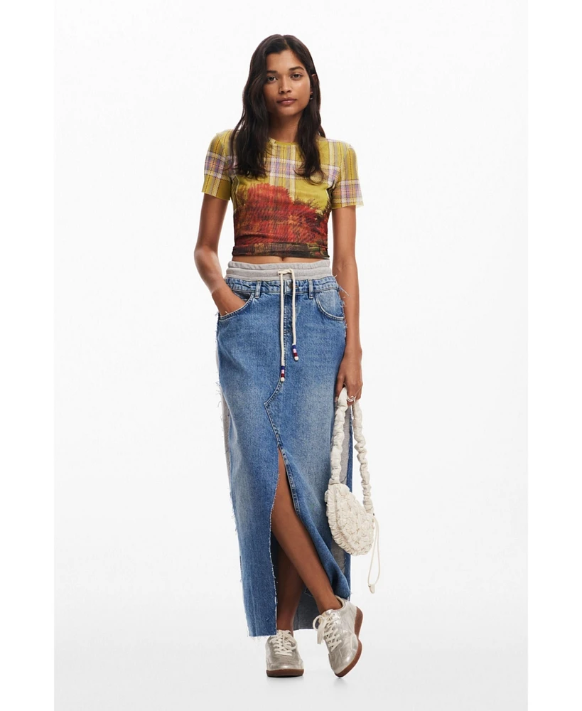 Desigual Women's Hybrid denim midi skirt