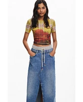 Desigual Women's Hybrid denim midi skirt