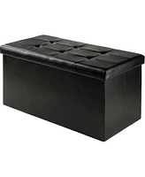 Winsome Trading 20627 15 x 29.9 x 32.1 in. Ashford Ottoman with Storage Faux Leather, Black