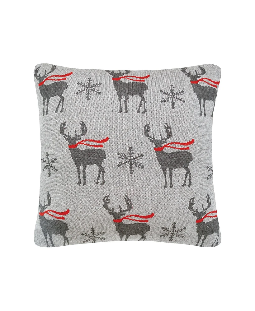 C&F Home 20" x 20" Deer Scarf Christmas Holiday Knitted Throw Pillow