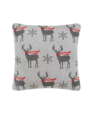 C&F Home 20" x 20" Deer Scarf Christmas Holiday Knitted Throw Pillow