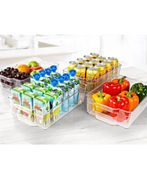 Zulay Kitchen 4 Pack Clear Refrigerator Organizer Bins