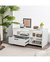 Gymax Tv Stand Modern Media Console Table w/ Drawer & 3 Compartments for TVs up to 50''