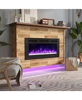 Boyel Living 36 in. Direct Vent Electric Fireplace Insert with Remote Control and Led Strip