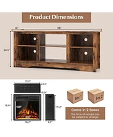 Gymax Fireplace Tv Stand for 65'' Flat Screen Tv w/ 18'' Electric Fireplace Heater