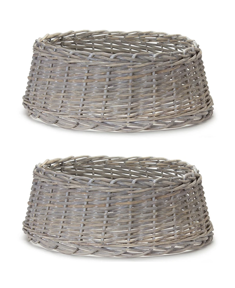 Slickblue Stylish Woven Tree Stand Basket Pair: Chic Addition to Home Decor