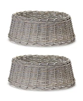 Slickblue Stylish Woven Tree Stand Basket Pair: Chic Addition to Home Decor