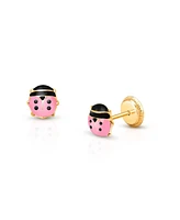 Tiny Blessings Children's 14K Gold Pink Lil' Ladybug Studs Girls' Screw Back Earrings