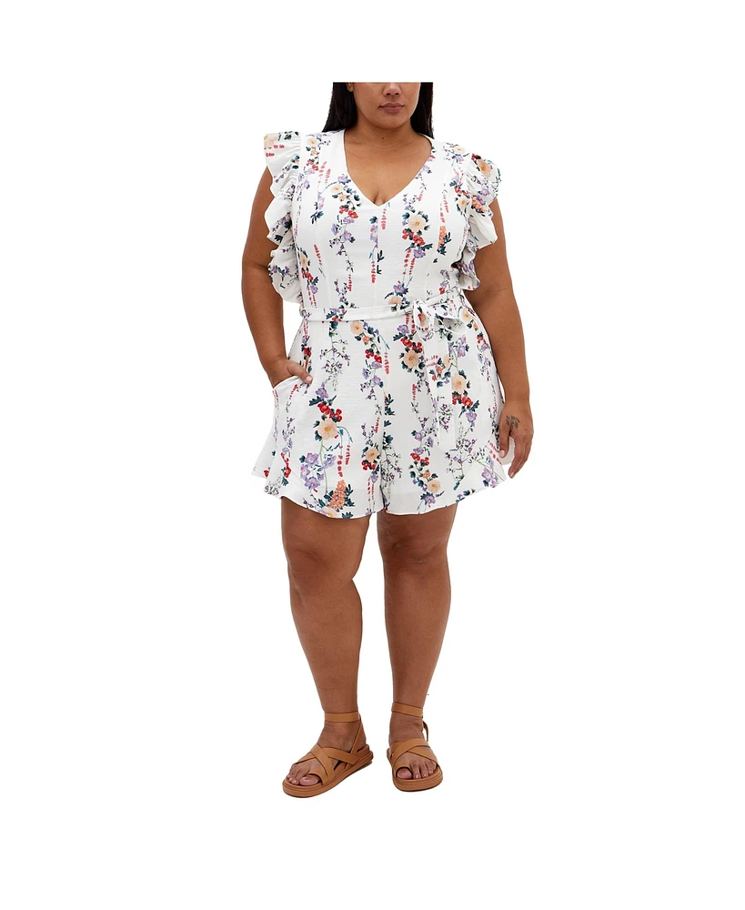 City Chic Plus Fee Print Romper