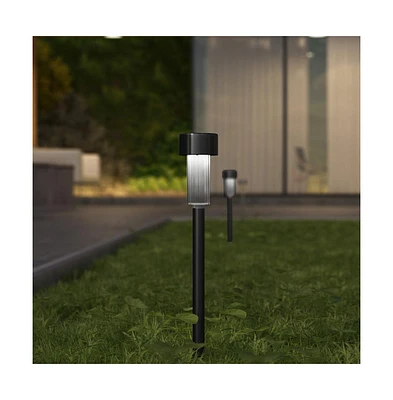 Set Of 12 Stainless Steel Led Solar Landscape Lights, Weather Resistant Outdoor Powered Lights For Pathway, Garden, & Yard