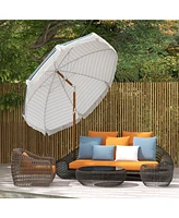 Outsunny Outdoor Patio Umbrella with Tilt, Vent, Fringed Ruffles, Flounce