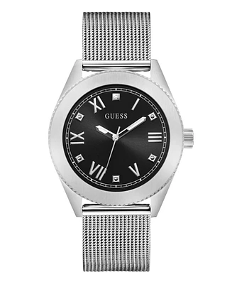 Guess Men's Analog Silver Tone Mesh Watch, 44mm