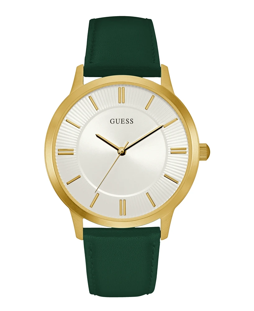 Guess Men's Analog Green Leather Watch, 44mm