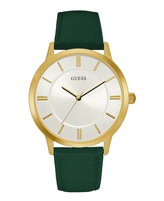 Guess Men's Analog Green Leather Watch, 44mm
