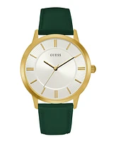 Guess Men's Analog Green Leather Watch, 44mm