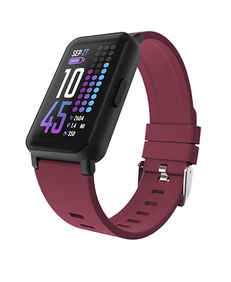 iTouch Active 4 Unisex Burgundy Silicone Strap Smartwatch Fitness Tracker 42.7mm