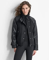 Dkny Women's Mixed Media Patch Jacket