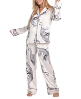 Midnight Bakery Women's 2-Pc. Satin Printed Pajama Set