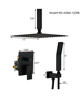 Boyel Living 1-Spray Patterns with 2.5 Gpm 12 in. Ceiling Mount Dual Shower Heads with Pressure Balance Valve
