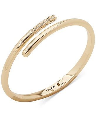 Dkny Gold-Tone Pave Crystal Bypass Bangle Bracelet