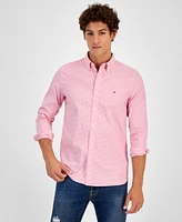 Tommy Hilfilger Men's Long Sleeve Button-Front Poplin Micro Gingham Shirt