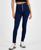 Dollhouse Juniors' Exposed Button Skinny Jeans