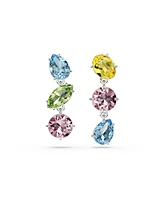 Swarovski Mixed Cuts Multicolored Rhodium Plated Gema Drop Earrings